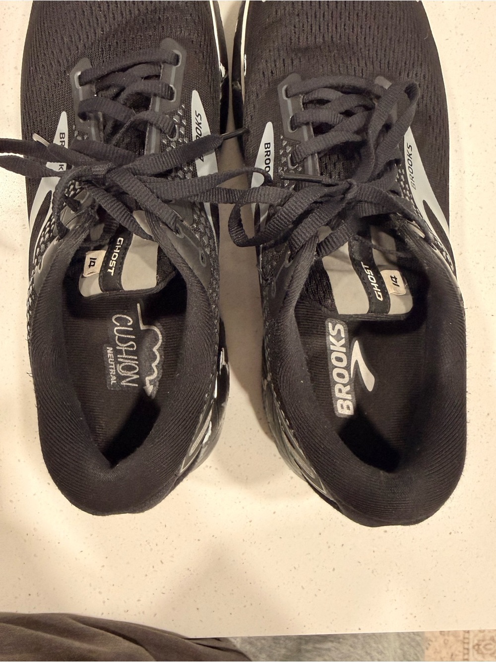 Brooks Ghost Men’s Running Shoes - Black with White Marbled Midsole - Picture 5 of 5